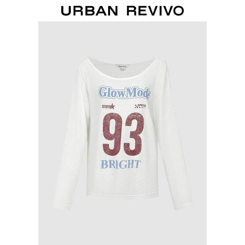 UR2026 Women s Retro Casual Color-block Letter Long-Sleeve T-Shirt XL