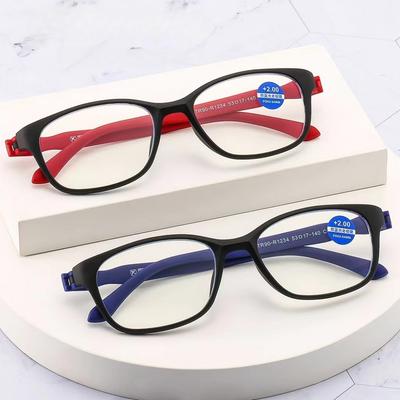Retro Square Frame Presbyopia Reading Glasses for Men and Women, Ultra Light Anti Blue Light Computer Glasses, 0 To+4.0