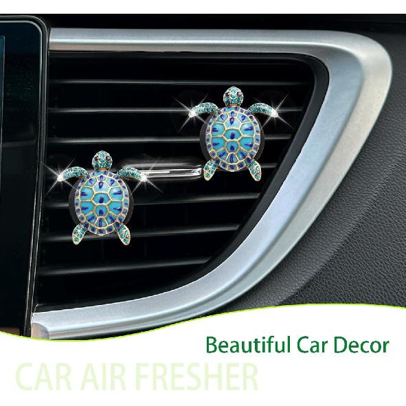 Sea Turtles Car Decor,Cute Beach Themed Air Freshener Vent Clips,2Pcs Glamorous Blue Turtle Coastal Car Accessories Interior Decoration For