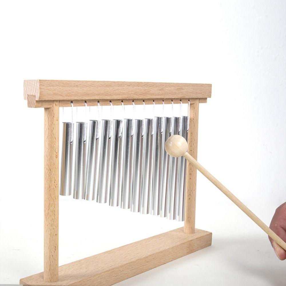 Collaborative Design Musical Instrument Toys Wooden Sound Healing Chime Bell  Interactive Toy