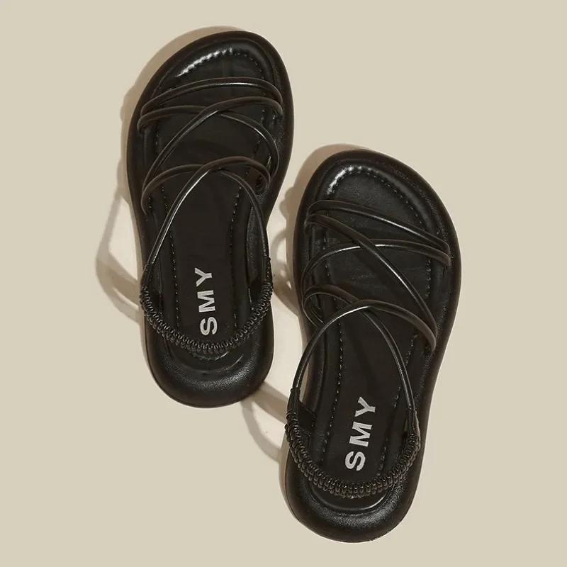 

2024 Новые сандалии Женские летние повседневные пляжные туфли на плоской подошве Толстая подошва Универсальная верхняя одежда Повседневная обувь для путешествий 40 чёрный