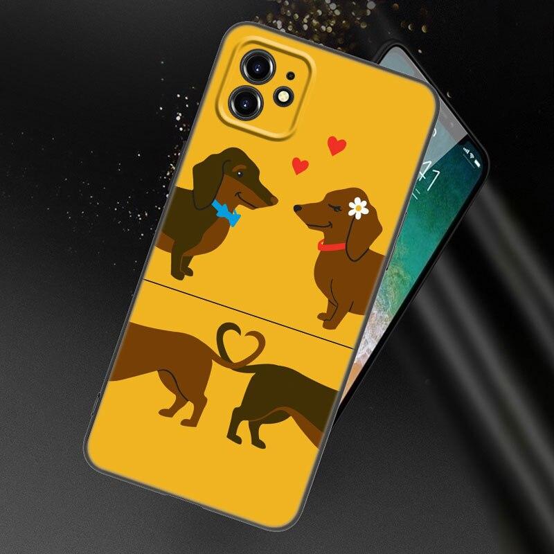 Dackel Hund Liebe Handyhülle für Apple iPhone 13 12 Mini 11 Pro XS Max XR X 8 7 6S 6 Plus SE 2022 2020 5S 5 Weiche Schwarze Hülle