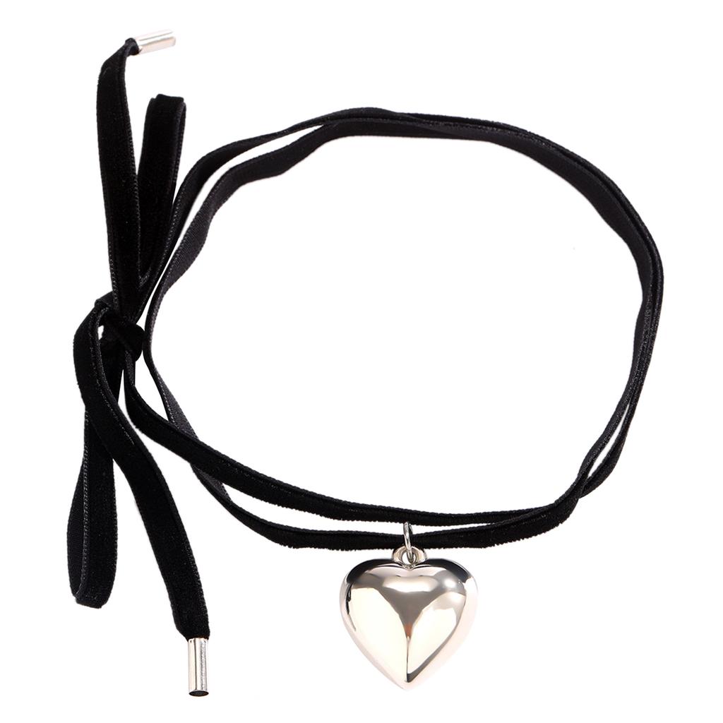 Love Heart Bowknot Decoration Necklace Luxury High-grade Color Velvets Collar Online Celebrity Jewelry for Women