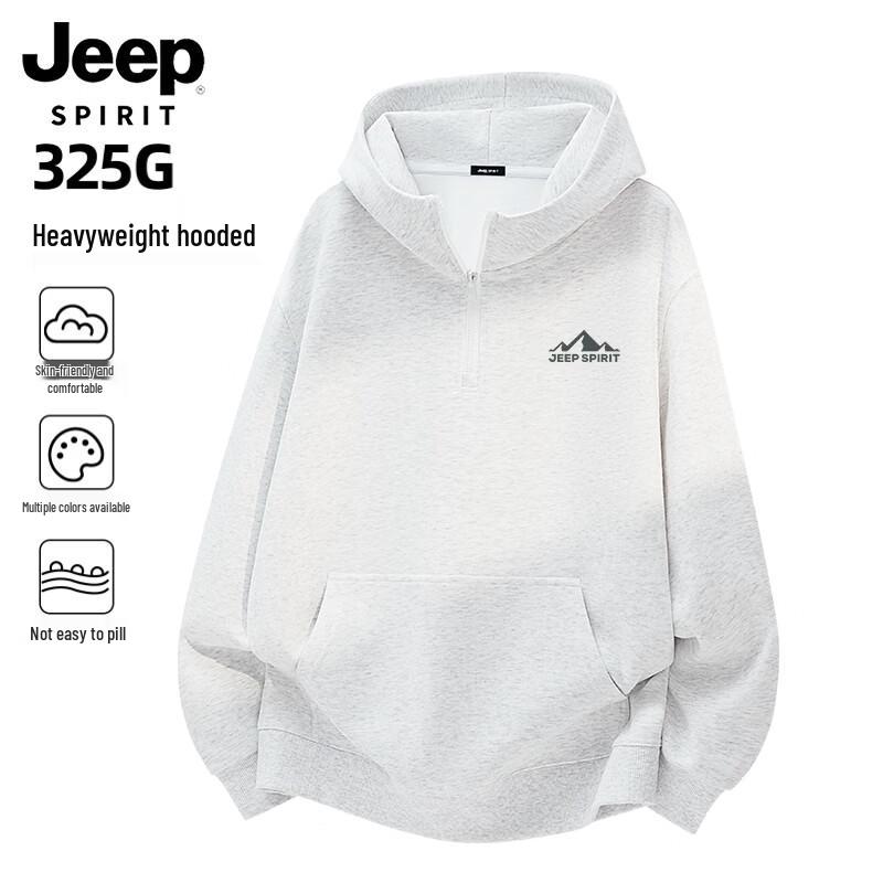 JEEP SPIRIT Men s Half-Zip Hooded Sweatshirt M