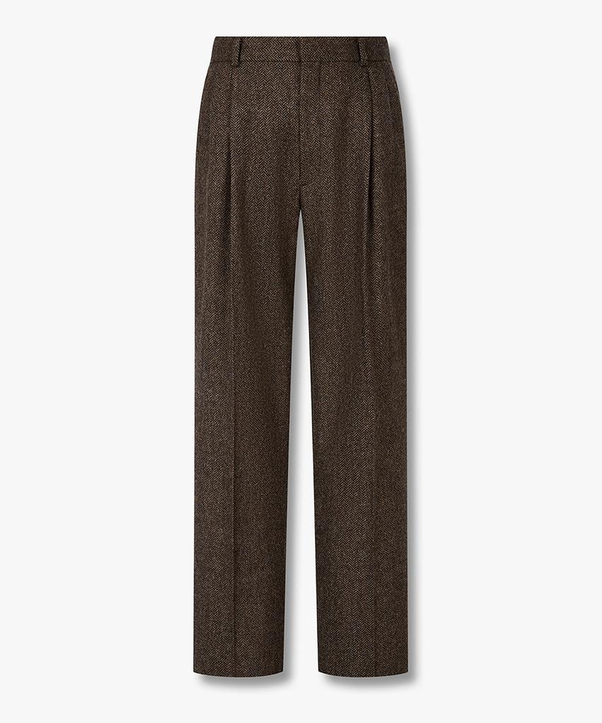 MAN ON THE BOON Tweed Two-Tuck Loose Fit Pants_Brown 4715304021