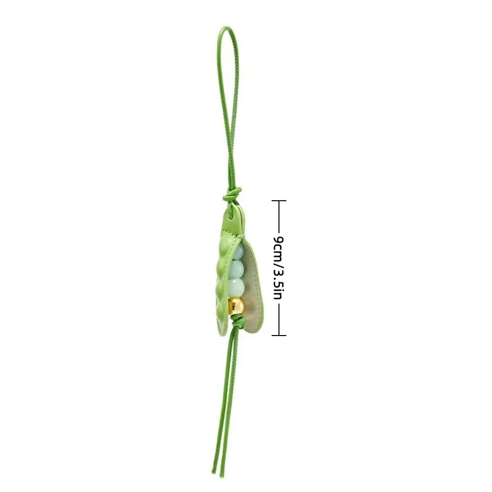 Cowhide pea bag charm keychain car accessories handmade pea pods leather bag pendant High-end bag accessories