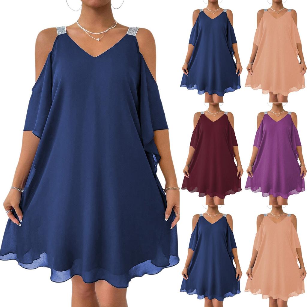 Women's Long Dress Maxi Dress Casual Dress Chiffon Dresses Swing Dress Casual Mature Outdoor Daily Date Ruffled Short Sleeve V-neck Dress