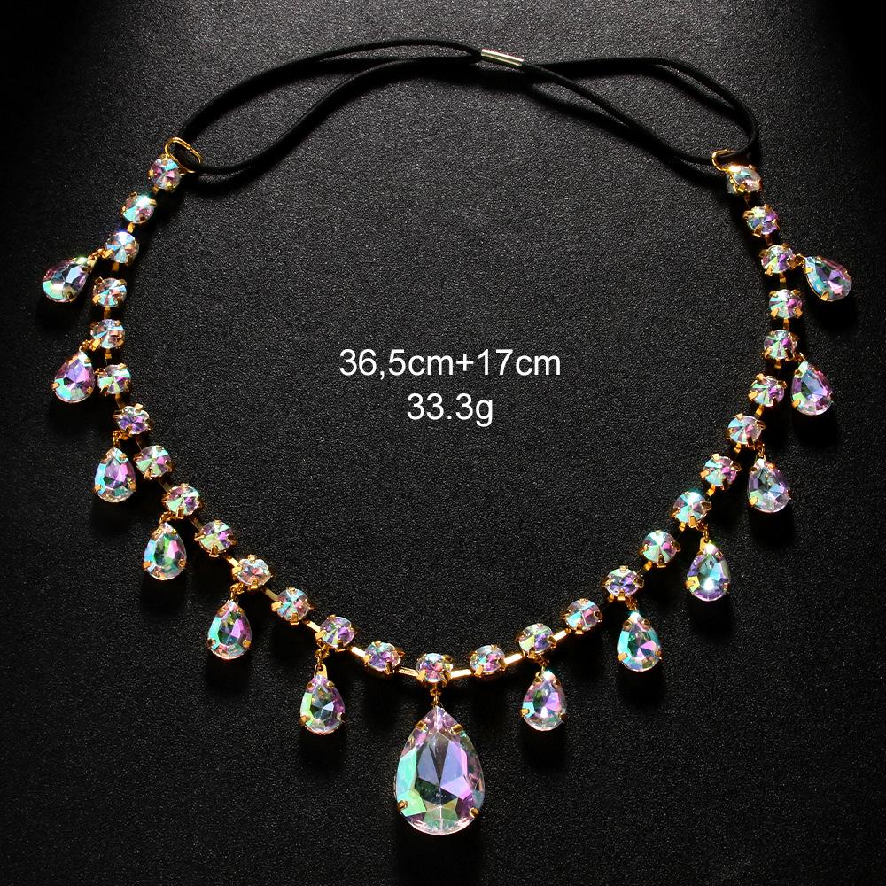 Water Drop AB Color Rhinestone Forehead Headband Chain For Women Adjustable Hair Jewelry Fashion Headpiece Belly Decorations
