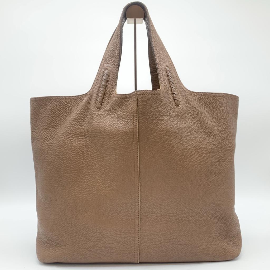 BOTTEGA VENETA Eneta Intrecciato Tote Bag Genuine Leather Brown A4 Size Large Capacity Unisex Women Men 145166