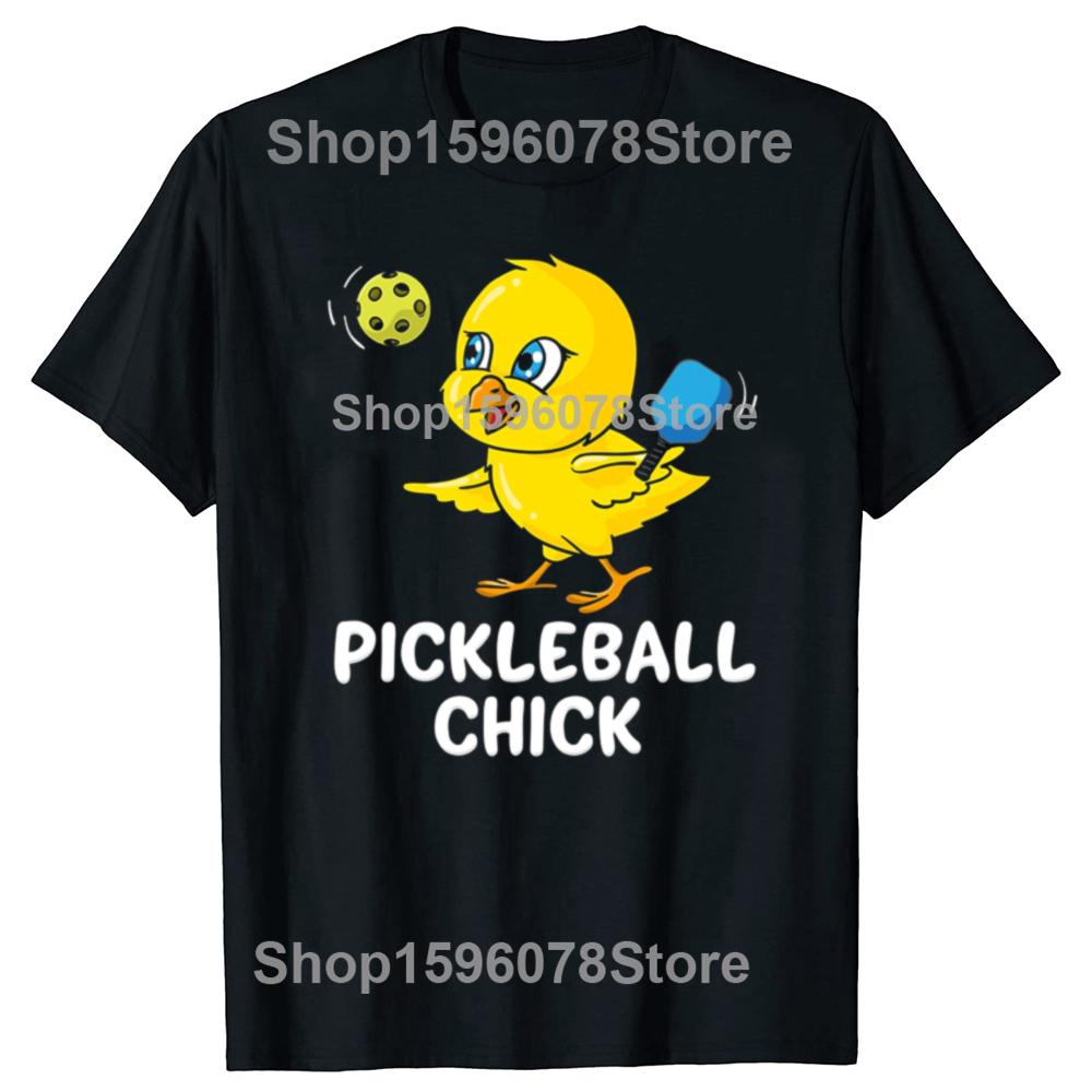 Funny Pickle Pickleball Chick Graphic T Shirts Men Women Pure Cotton Humor Streetwear Tee Shirt Short Sleeve Loose Clothing