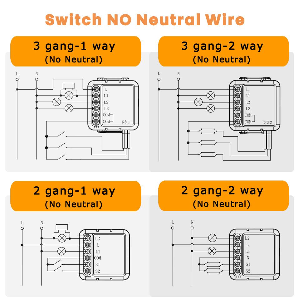 Tuya Smart ZigBee Switch Module 1 2 3 4 Gang No Neutral Wire Required Smart Home DIY Light Breaker Work with Alexa Google