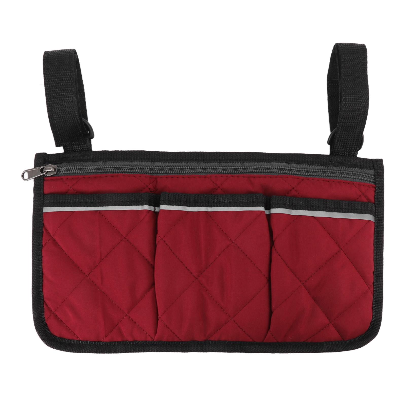 

Wheelchair Pouch Bag Waterproof Polyester Multi Pocket Design Wheelchair Side Pocket for Outdoor Mobile Chair червоний