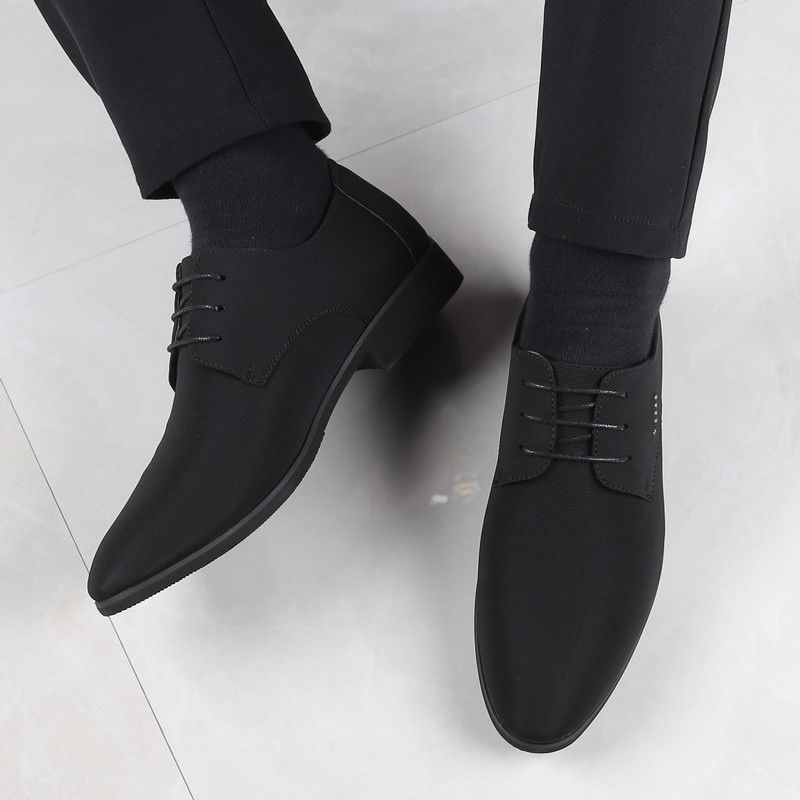 Größe 43 Herrenschuhe Jugend Mesh-Stoff Lederschuhe Britische Koreanische Version Businesskleid Herren Freizeitschuhe Schwarz Einzelne Schuhe