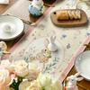 Easter Bunny Flowers Linen Table Runner Party Decor Farmhouse Retro Spring Pink Floral Dining Table Runners Easter Decorations