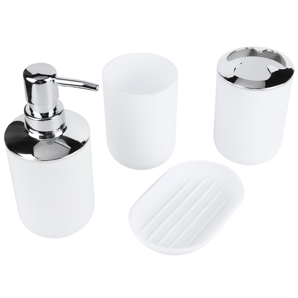 4Pcs Set Bathroom Kit Accessory Plastic Lotion Bottle Storage Cup Rinse Cup Soap Dish