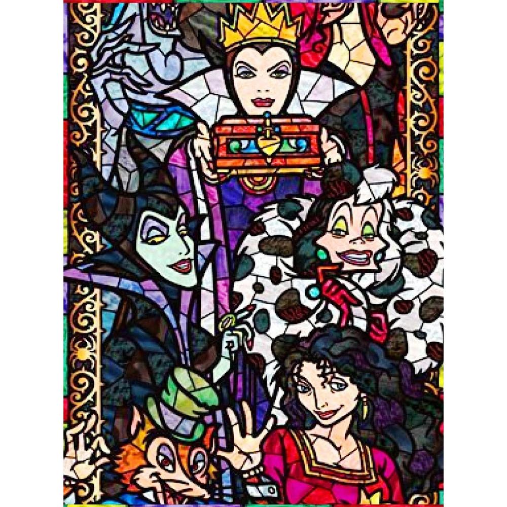 

Disney Diamond Painting Disney Villain Stained Window Art Painting Cartoon Diamond Painting Full Diamond Cross-Stitch DIY Gift Home Decoration Round 20x30cm