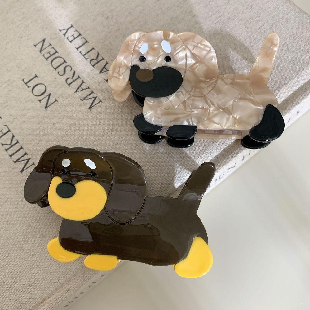 Pet Animal Hair Clip Big Hair Claw Shark Clip Cute Acetate Sausage Dog Hair Claw  Girl