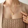 Trendy Chain Splicing Peach Heart Necklace, Personalized Versatile Titanium Steel Plated 18K Real Gold Collarbone Neck Chain P901
