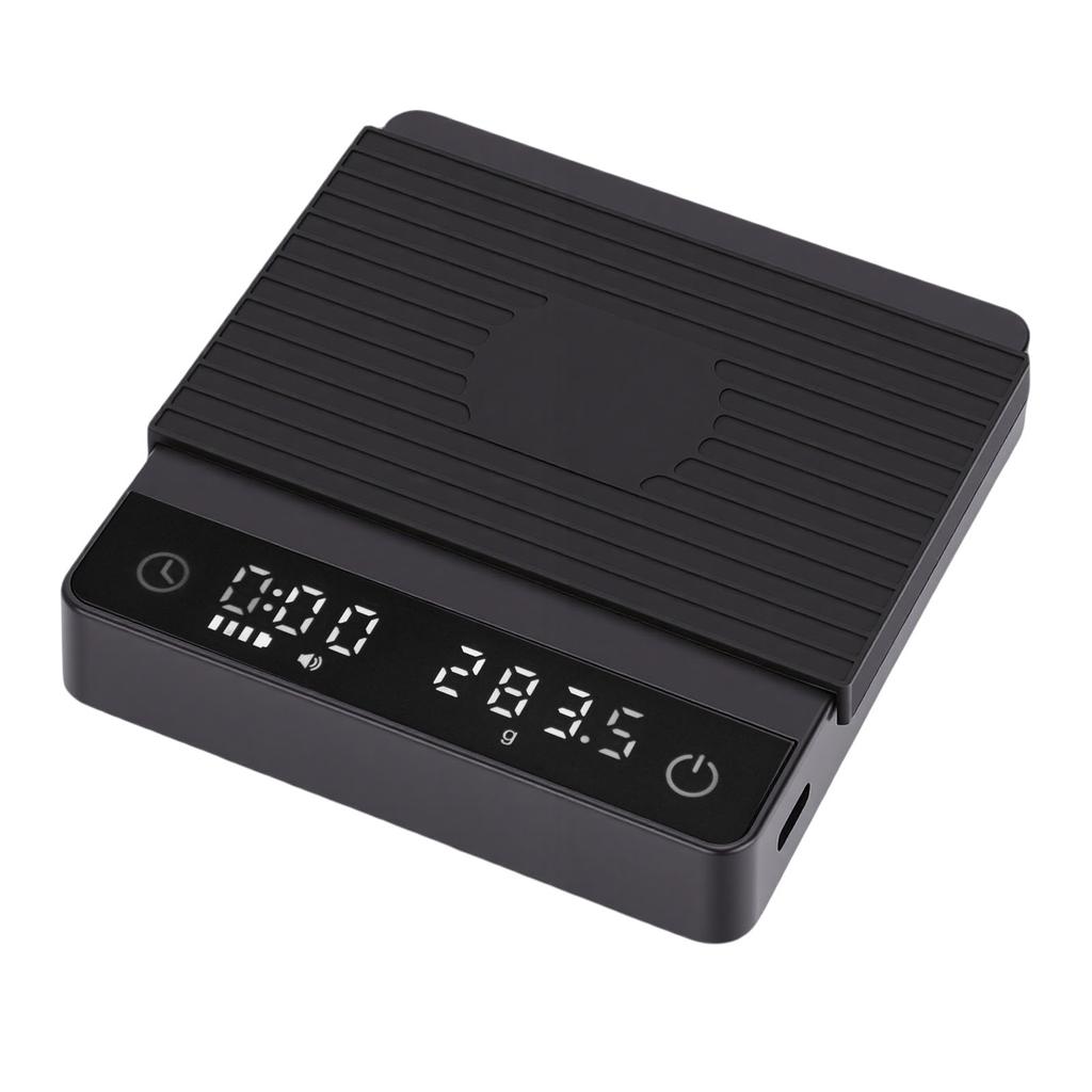 Coffee Scale with Timer 0.1g High   Rechargeable Coffee Scale with Backlit Screen Anti Slip Mat Black