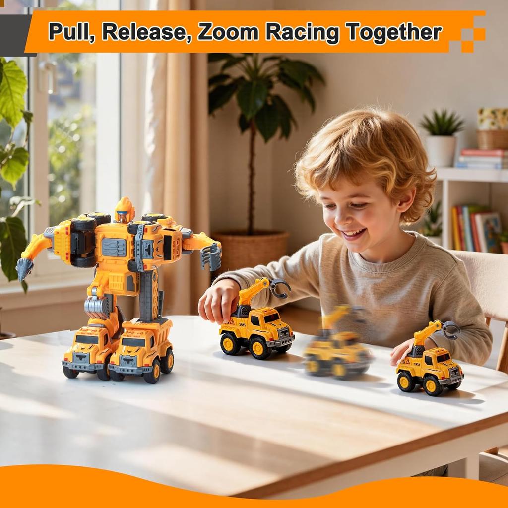 5 In 1 Transform Robot Building Toy Set For Kids, Detachable Construction Transform Vehicles Set, Stem Toy