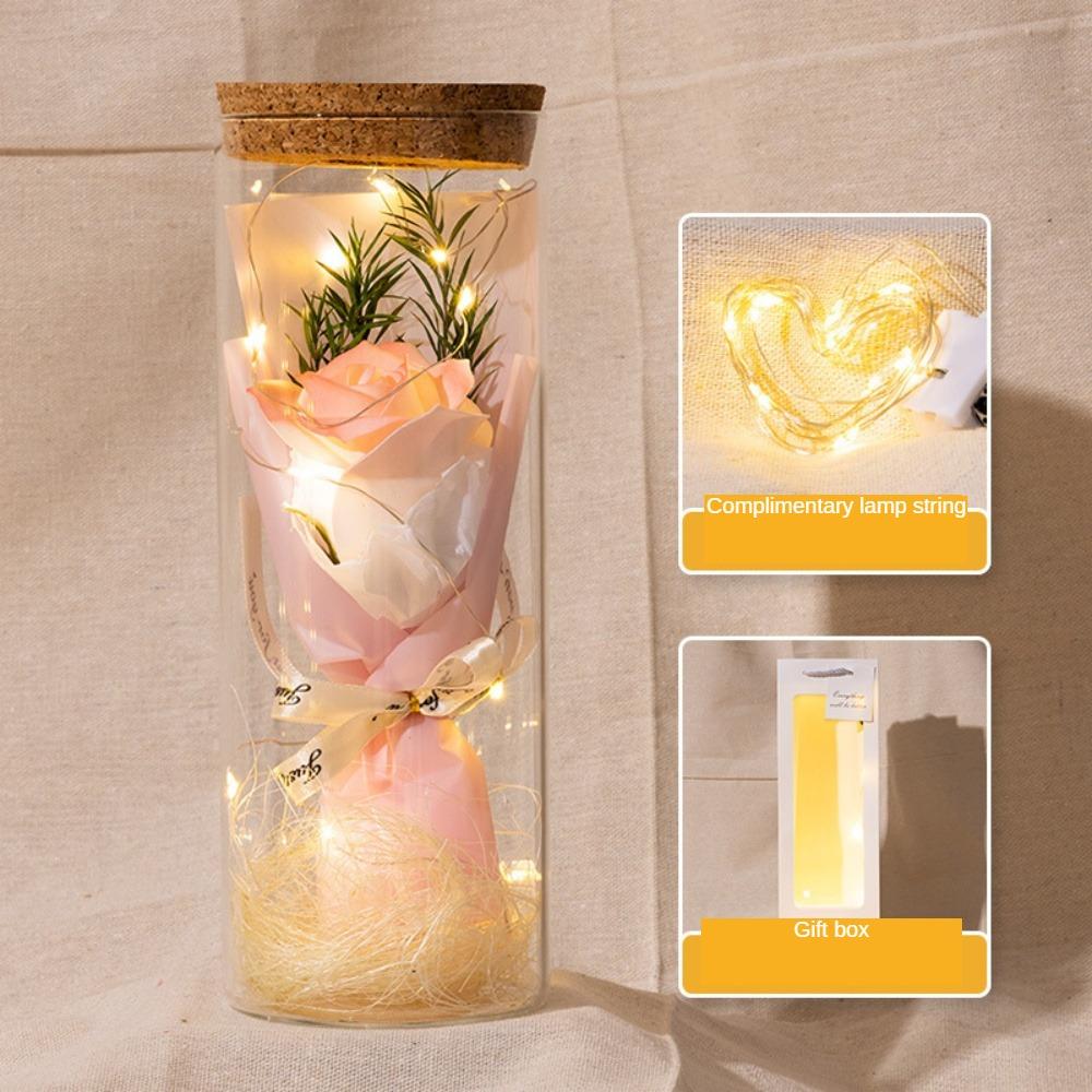 Evig rose LED-glasskuppelbukett Romantisk opplyst ornament Perfekt Valentinsdag Juleinnredning romantisk gave