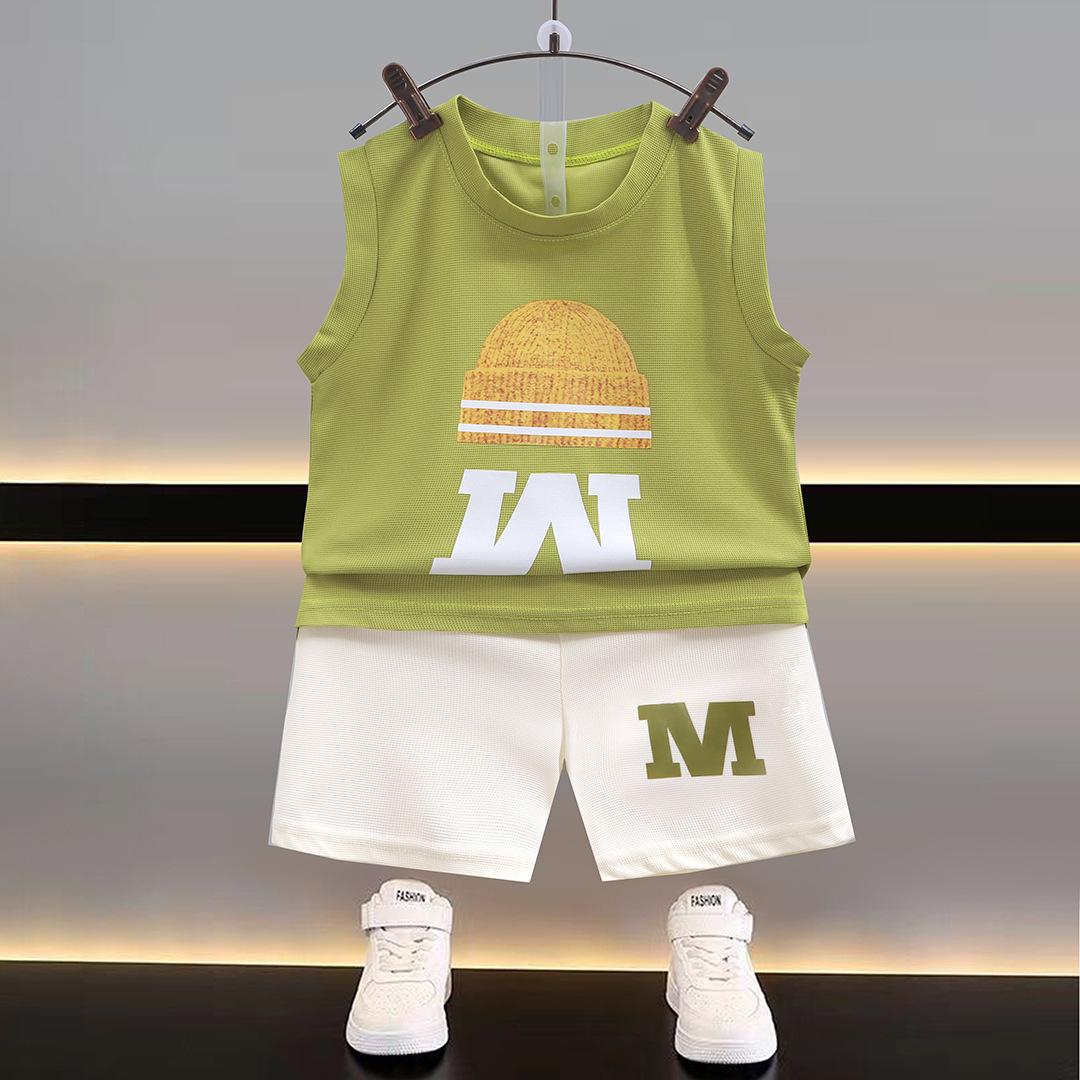 

Дитячий спортивний модний костюм без рукавів Літній жилет для хлопчиків Красивий вільний костюм 120cm
