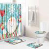 Christmas Shower Curtain Floor Mat Combination Four-Piece Set Bathroom Toilet Carpet Shower Room Mat Foot Mat