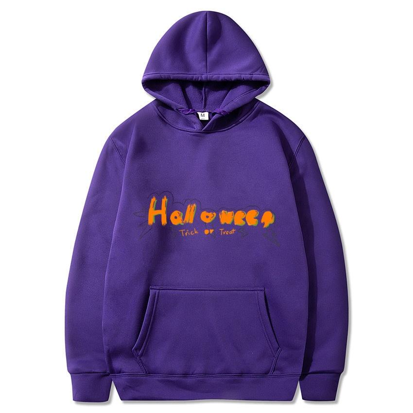 Autumn Winter Halloween Letter Personalized Printed Hoodie Men's Fashion Warm Sweatshirt Casual Street Wear Warm Hoodie
