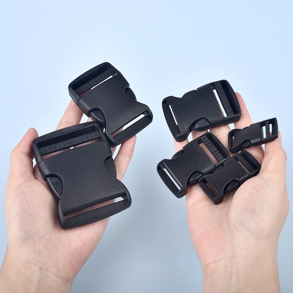 5pcs Plastic Side Release Buckles Clasps Clips Dual Adjustable Security Double Lock Buckle Strap Dog Collar 15/20/25/32/38/51mm