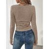 2026 New Model T-Shirt Square Neck Pullover Slim Fit Knit Long Sleeve Women's Base Shirt
