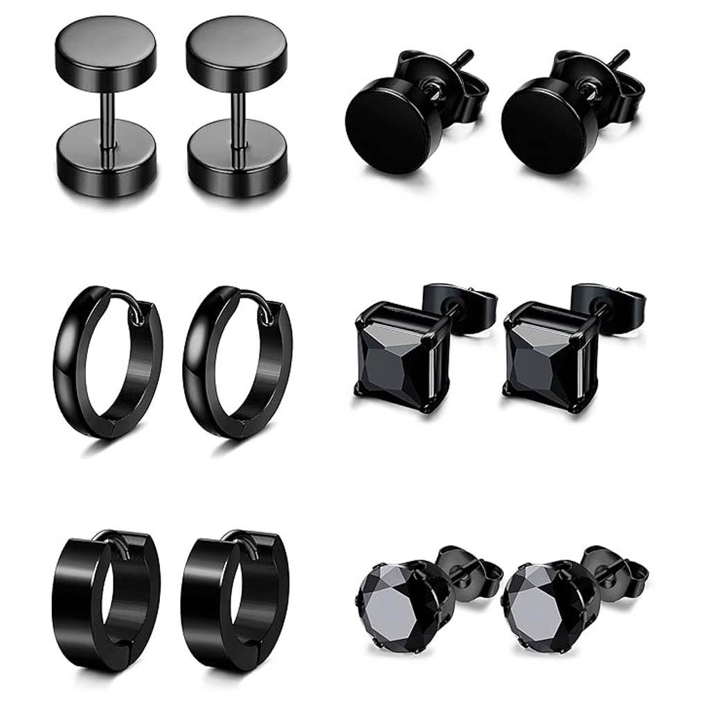 

Punk Rock Titanium Steel Hoop Earrings with Tassels