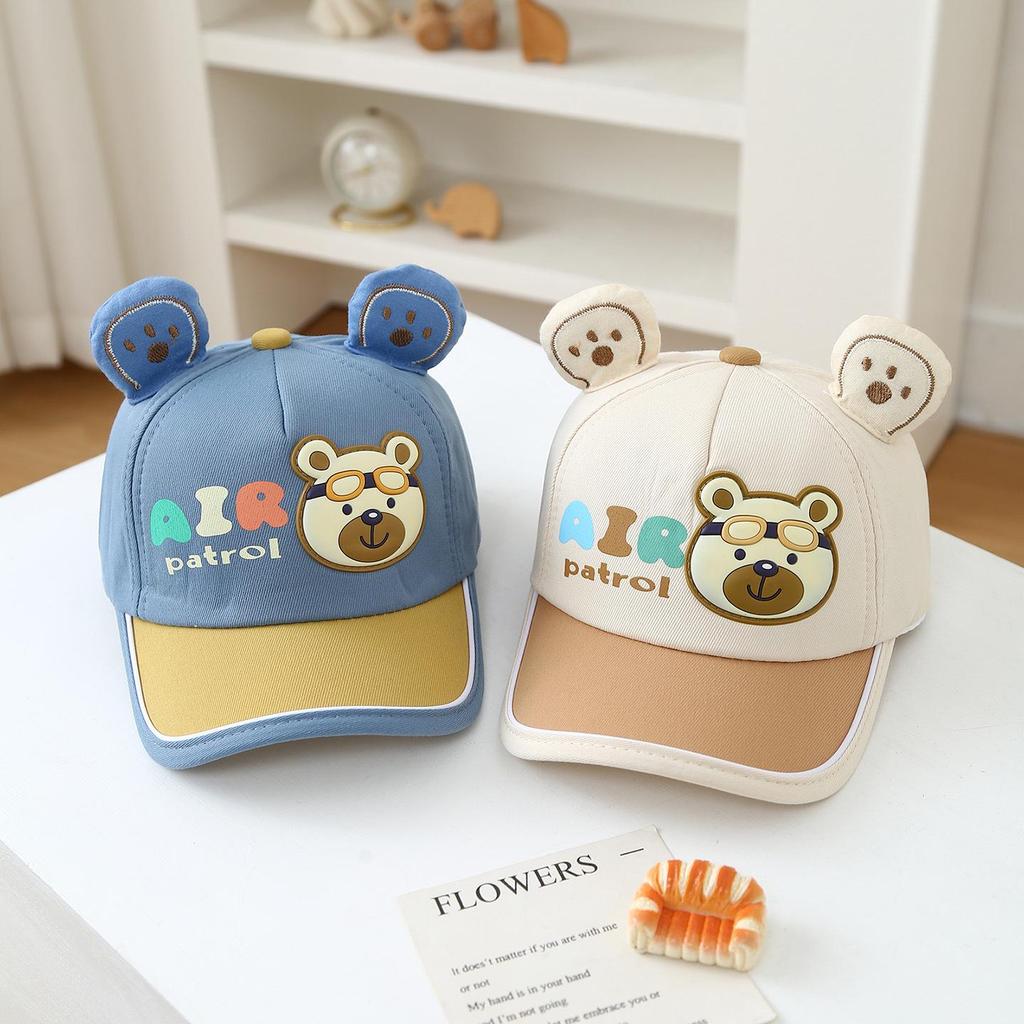 Spring/Summer Kids Baseball Cap with Cute Bear Design - Sun Protection for Boys & Girls