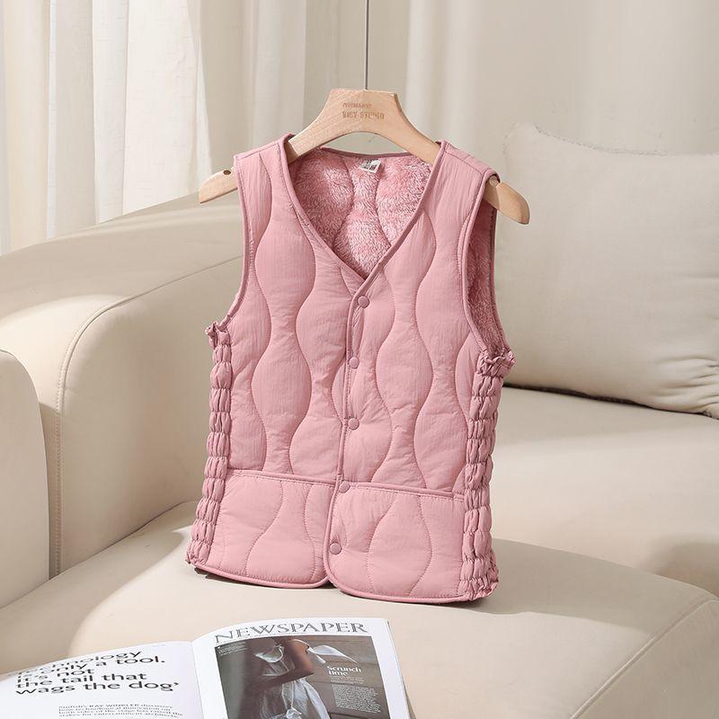 Down cotton vest women's velvet thickened new slim-fit short thermal liner collar bottomed light vest