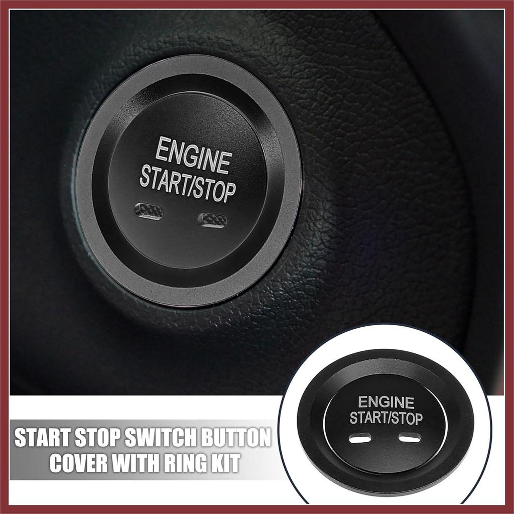 Car Start Stop Switch Button Cover with Ring Kit for Cadillac XTS XT5 CT6 Black Replace Parts