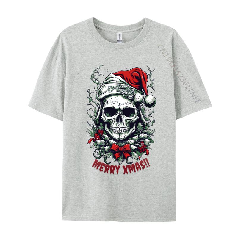 Cool Skull Weihnachten Für die Feiertage T-Shirt Herren Weiches Baumwoll-T-Shirt Ästhetische Camisas Herren T-Shirt Camisas