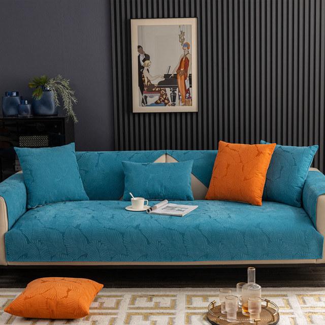 Modern Jacquard Chenille Cover For Sofa Couch Leaf Slipcovers Sectional Armrest Covers Furniture Protector Sofa Towel Non -Slip