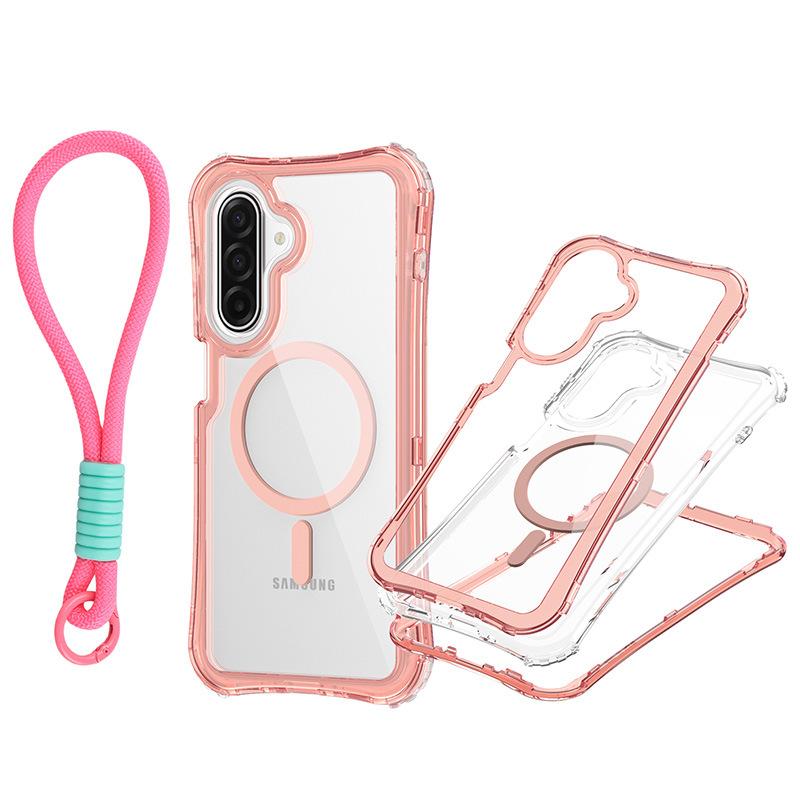 For Samsung A17 Magnetic Transparent 3-in-1 Phone Case with Hand Rope