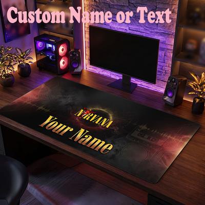 Nirvana Personalisierter Name Text Mauspade, Große Schreibtisch-Mausmatte Personalisiertes Home-Office-Geschenk