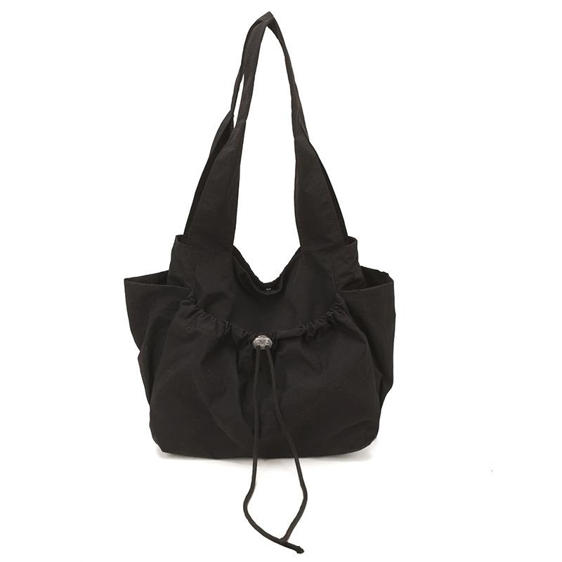 New Korean Style Casual Bucket Shoulder Bag Wrinkled Design Multi Functial Handbag Fashi Versatile for Daily Commuting Bag чёрный