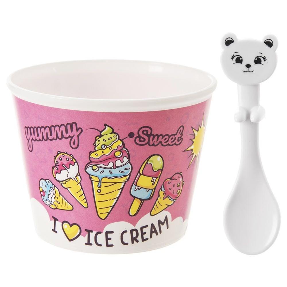 4x Ice Cream Cups with Spoons for Ice Cream Dessert Bowls for Children Set