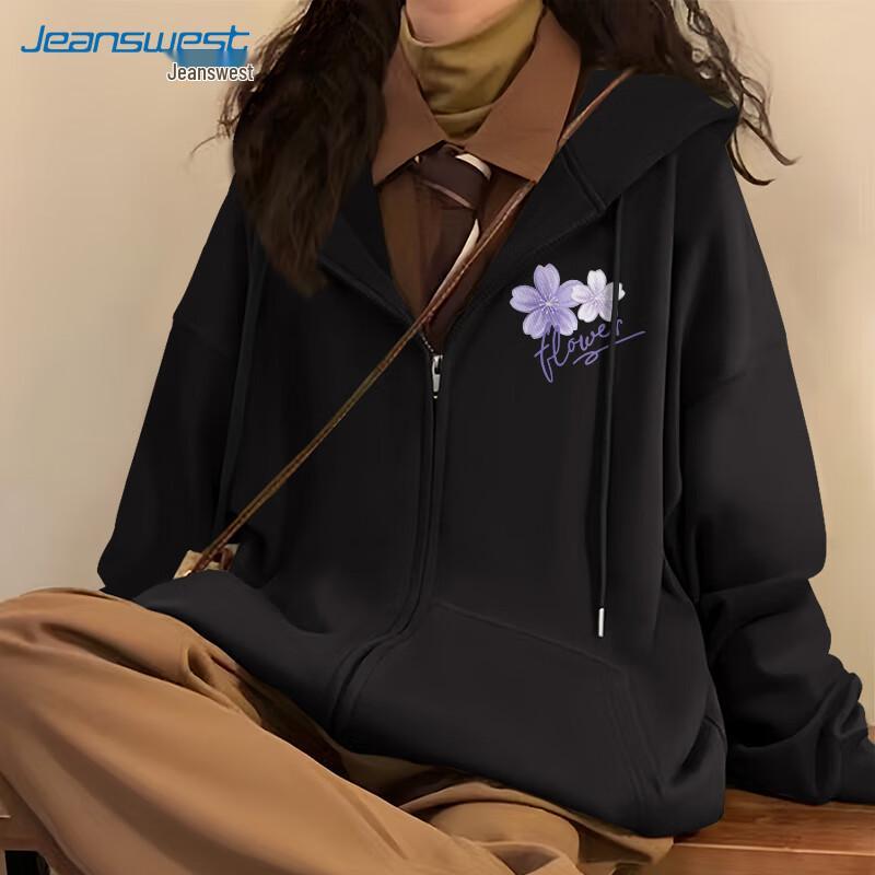 

JEANSWEST Women s Oversized Zip-Up Hoodie L