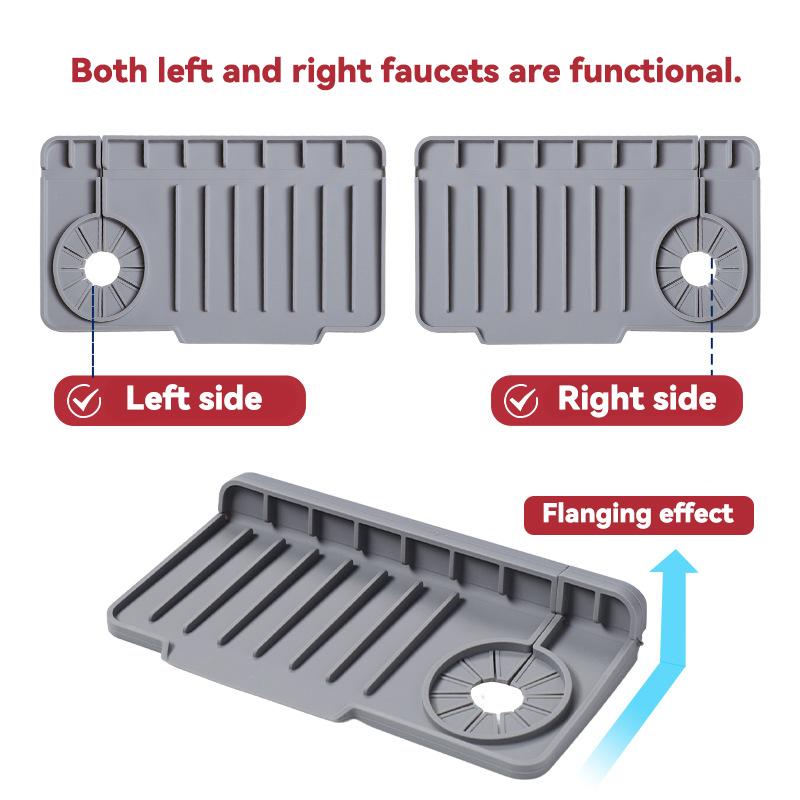 New Silicone Faucet Drain Pad Side Hole Sink Drain Mat Slope Drainage Dishwashing Sink Water Barrier Pad Square Shape