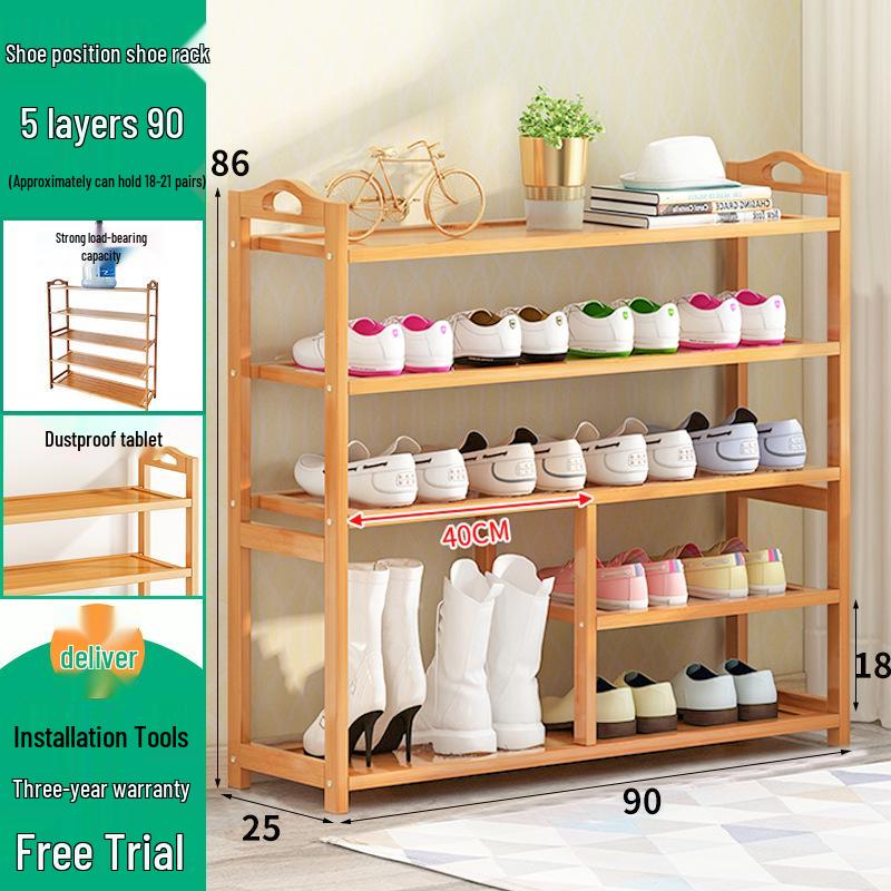 Wall-Mounted Bamboo Shoe Rack: Space-Saving, Dustproof, Multi-Layer Storage for Entryway