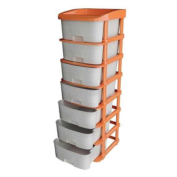Plastic Modular Drawer Storage Chest Of Drawers Organizer Storage Box, Large Stomo Racks For Multipurpose Organizers | White | 4 Layer