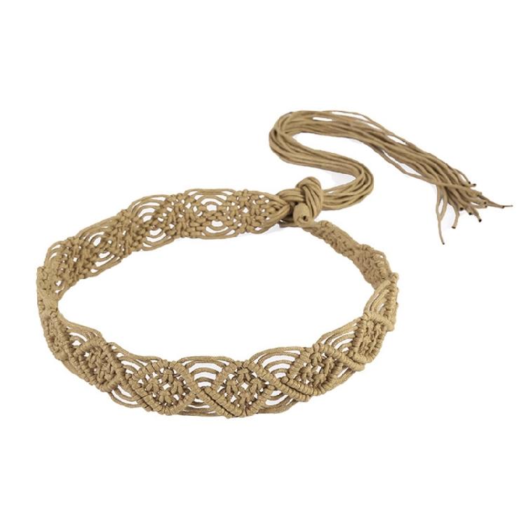 Vintage Bohemian Rope Belt for Women Fashion Handmade Crochet Waist Belt Girl Travel Waistband for Dress Vacation Belt