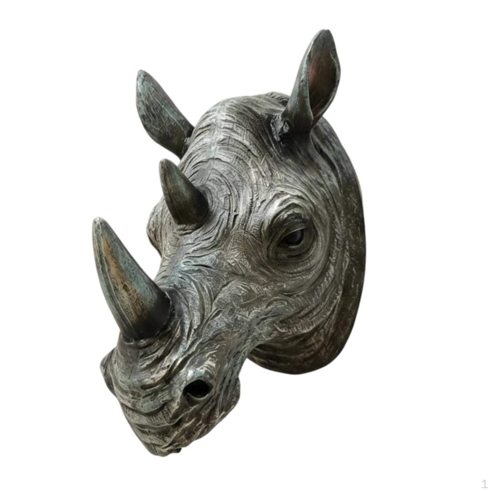Rhinoceros Head Wall Sculpture Carved Texture