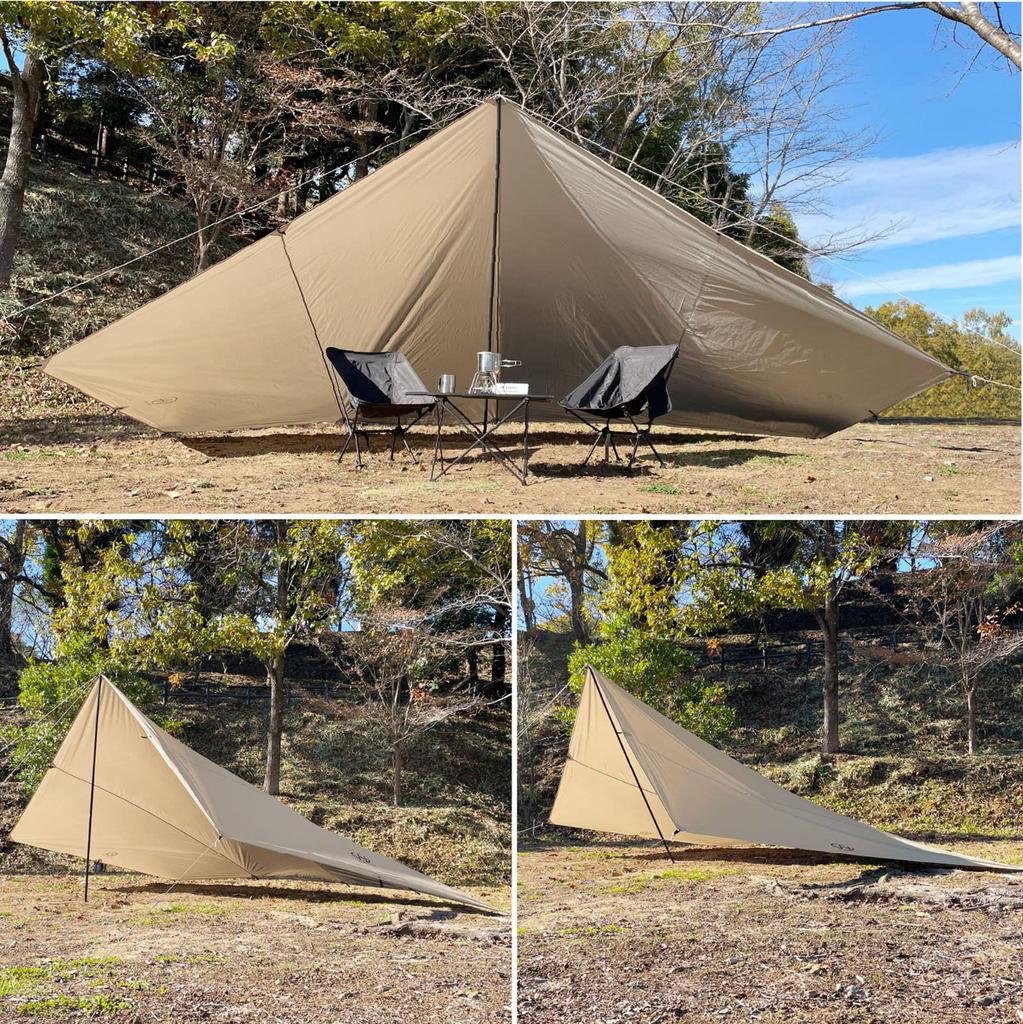 Hexagon Tarp WINGEAR Wide Tarp with 2 Poles and Peg with Rope Water Pressure Resistance 2000mm Water Repellent Treatment UV Protection Tarp Set