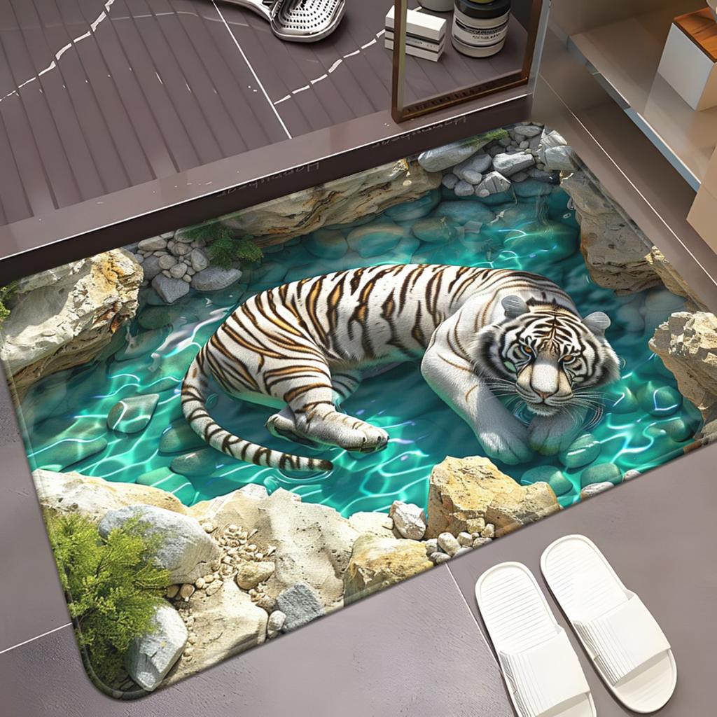 1pc Fantasy Water Tower Bathroom Mat Suitable for Bedroom and Living Room Entrance - Mystical Cave Design