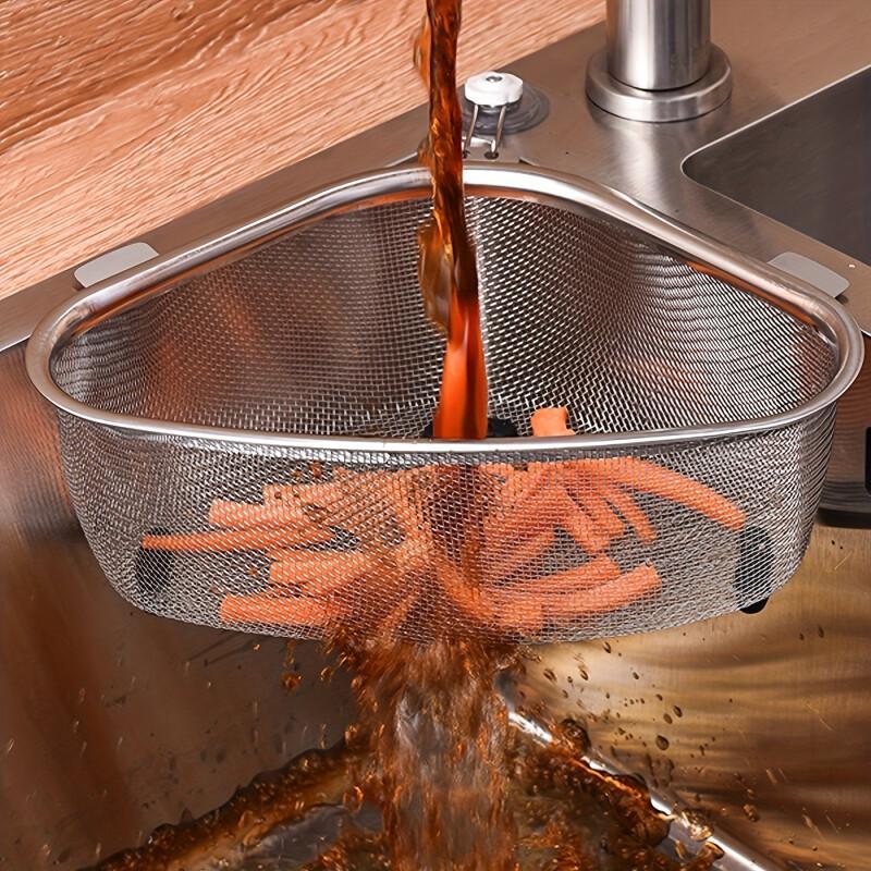 Stainless Steel Sink Strainer Basket Leak-proof, Mesh Storage for Produce, Easy To Clean, Corrosion Resistant & Durable.