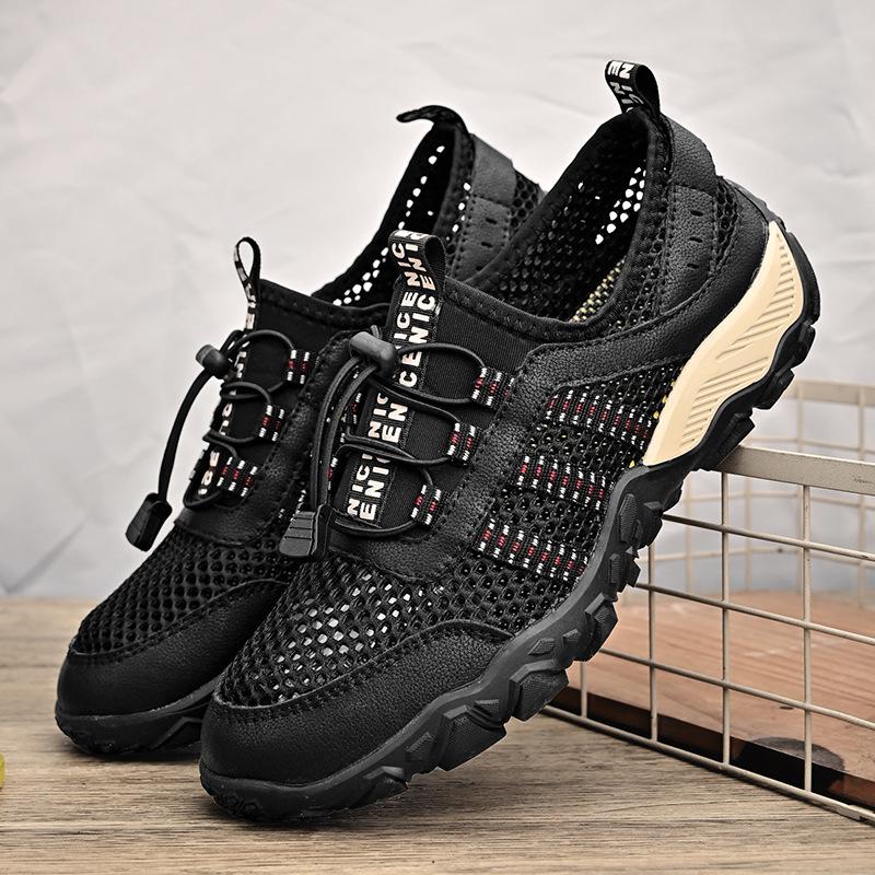 2024 Summer Breathable Mesh Men's Shoes Hollow Out Casual Anti Slip Mountaineering Outdoor Mesh Shoes